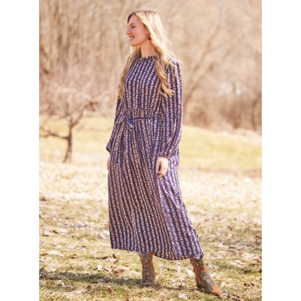 April Cornell Felicity Fleur Hostess Dress XXS Navy Floral Cottagecore Prairie